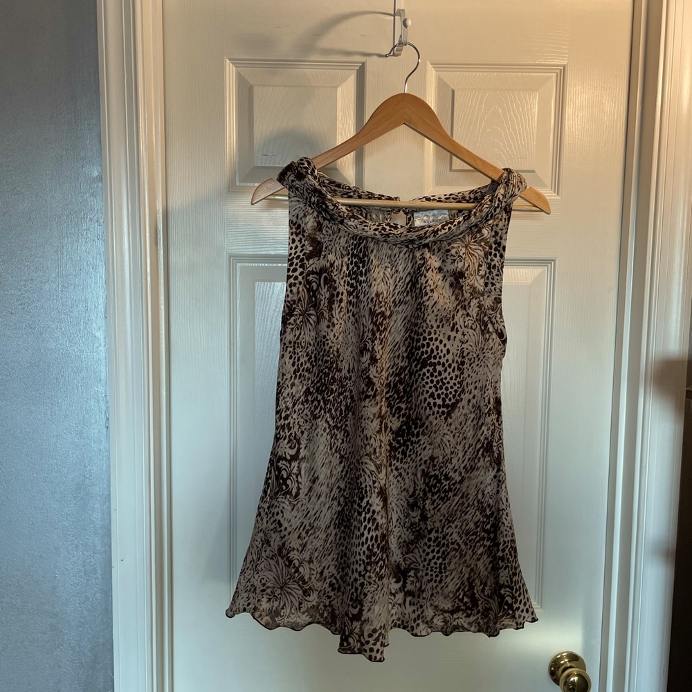 Animal Print Sleeveless Blouse Size XL - Picture 2 of 6
